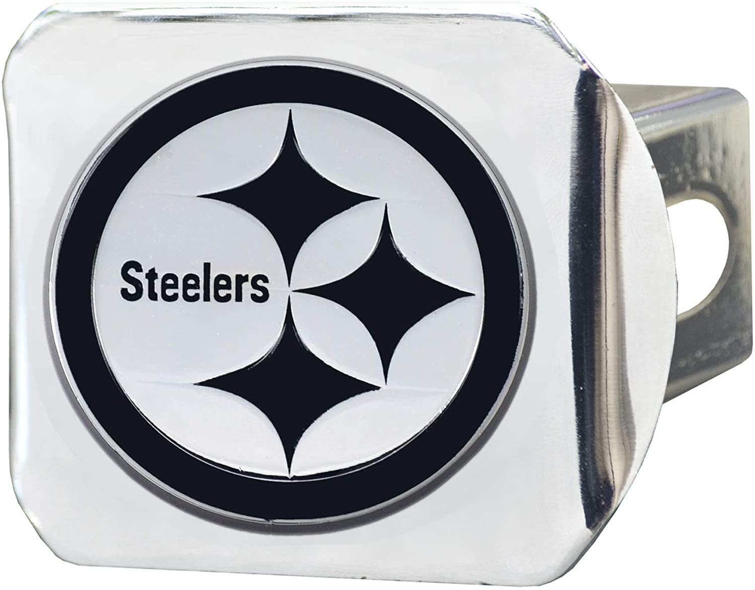 Pittsburgh Steelers Solid Metal Hitch Cover with Chrome Metal Emblem 2" Square Type III