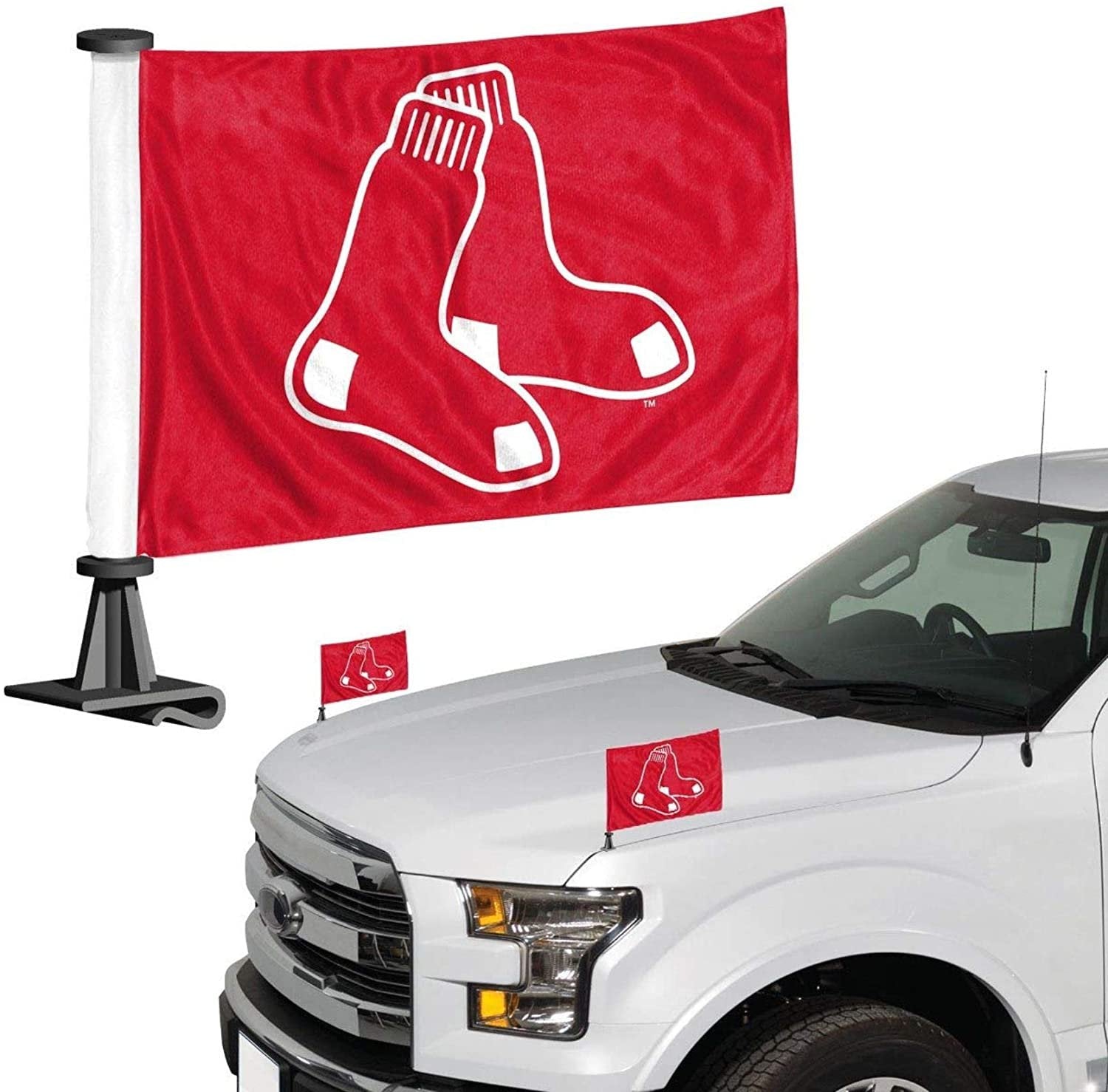 Boston Red Sox Ambassador Style Auto Flag Pair Car Outdoor Banner Set Baseball