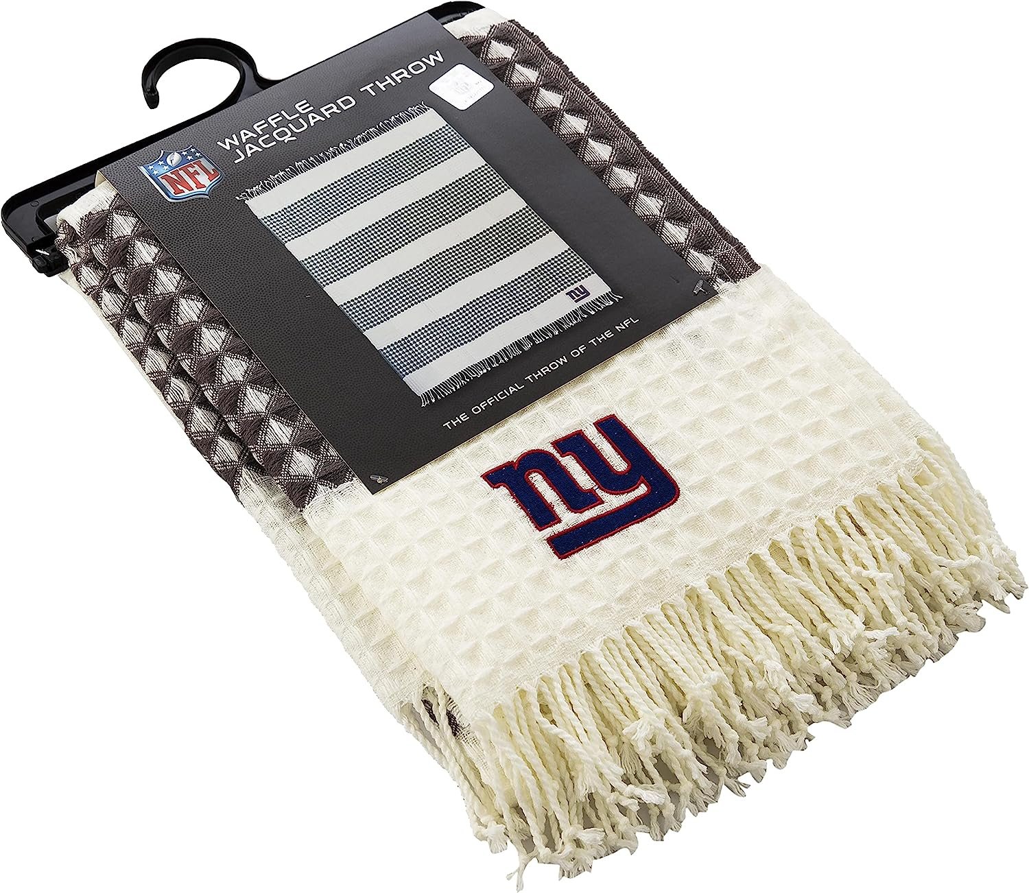 New York Giants Throw Blanket Waffle Weave Jacquard, 50x60 Inch, Unisex-Adult, 100% Acrylic