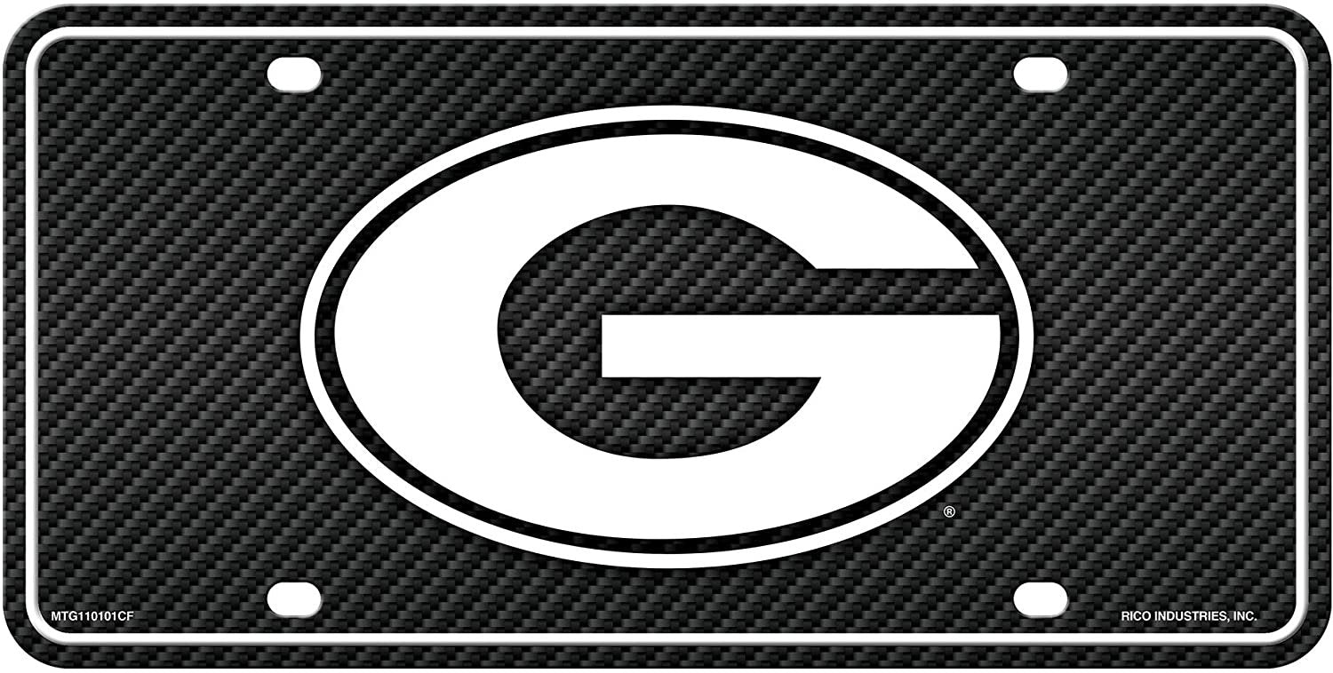 University of Georgia Bulldogs Metal Auto Tag License Plate, Carbon Fiber Design, 6x12 Inch
