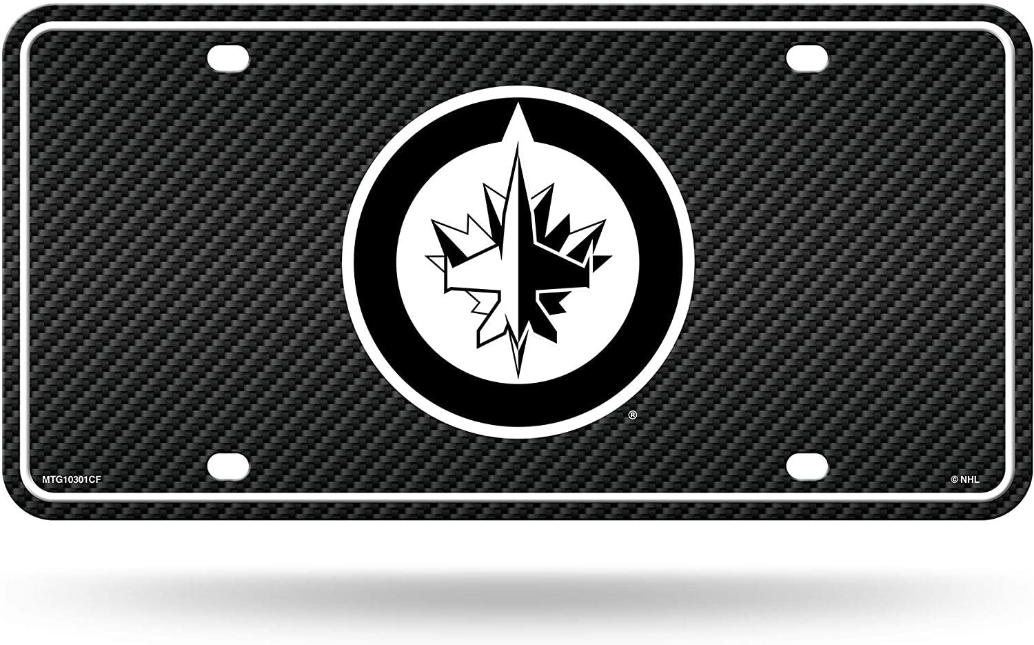 Winnipeg Jets Metal Tag License Plate, Carbon Fiber Design, Premium Aluminum, 12x6 Inch