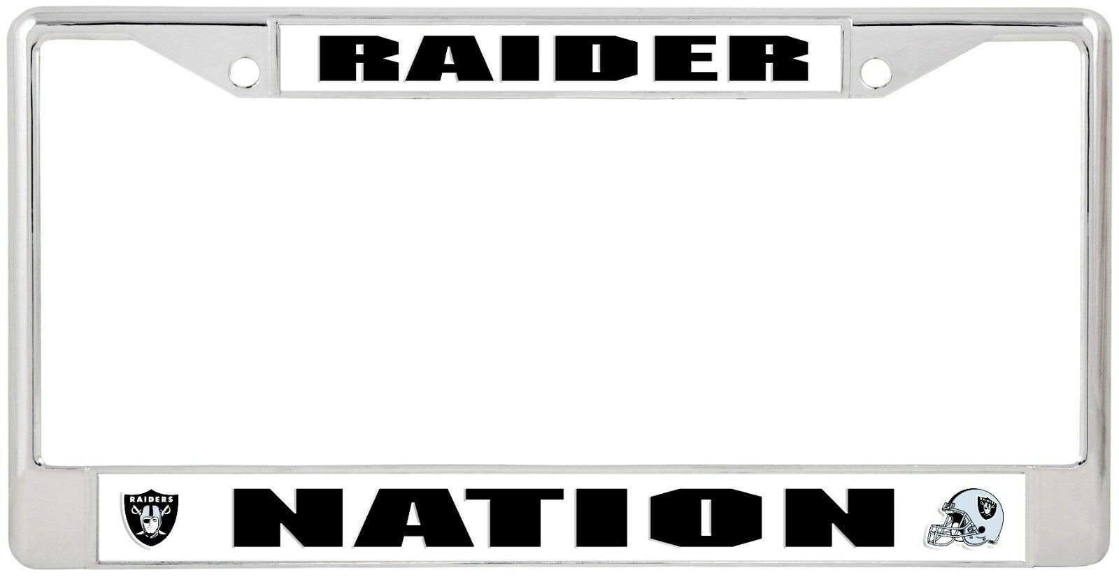 Las Vegas Raiders Raider Nation Premium Metal License Plate Frame Chrome Tag Cover, 12x6 Inch