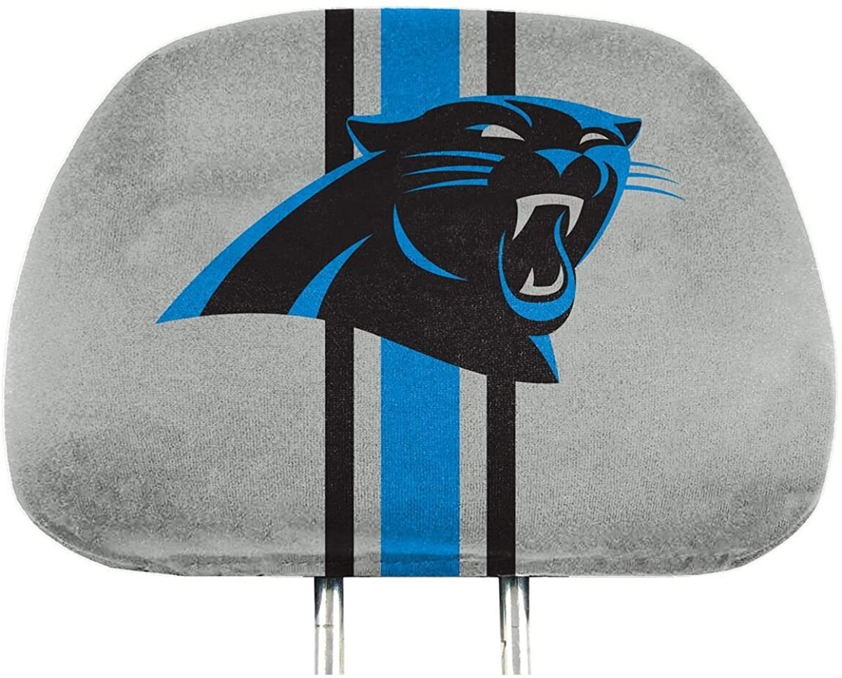 Carolina Panthers Premium Pair of Auto Head Rest Covers, Full Color Printed, Elastic, 10x14 Inch