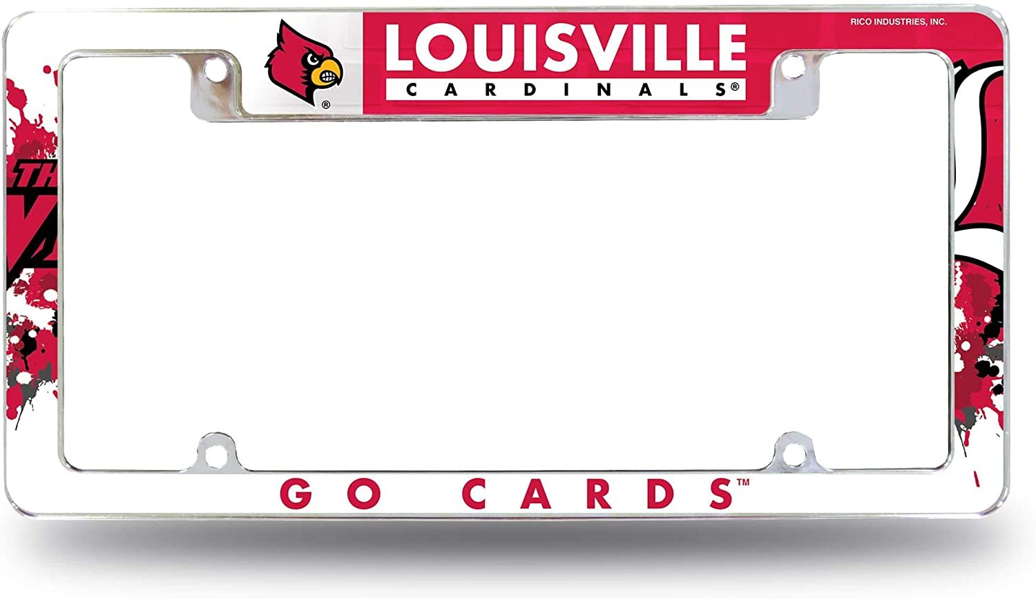 Louisville Cardinals Metal License Plate Frame Tag Cover All Over Design University of