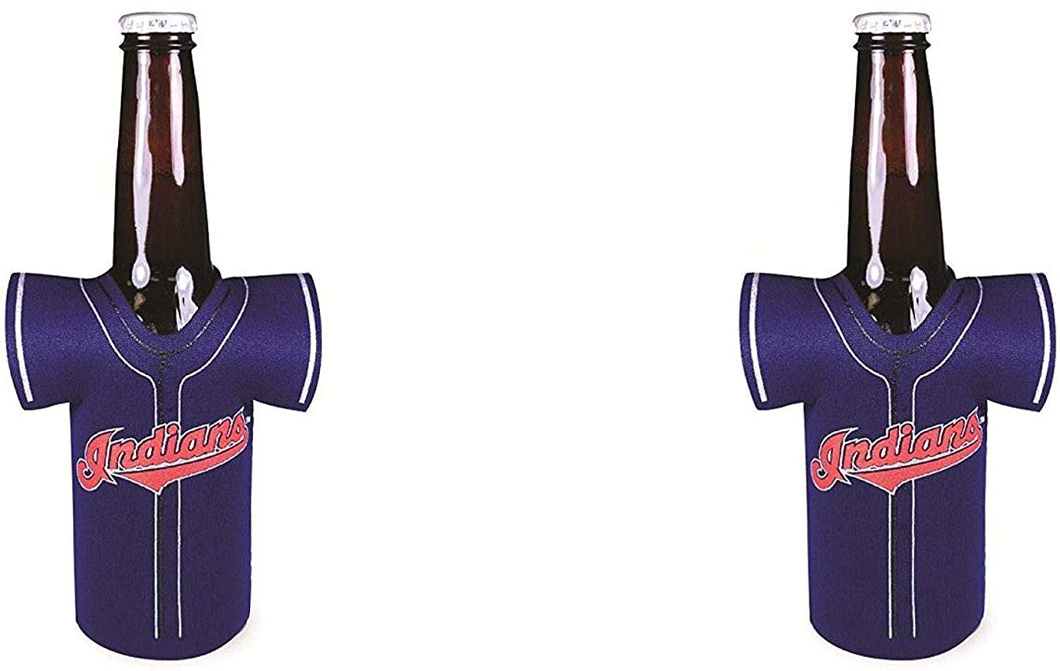 Cleveland Indians Retro Guardians Pair of 16oz Drink Bottle Cooler Insulated Neoprene Beverage Holder, Team Jersey Design