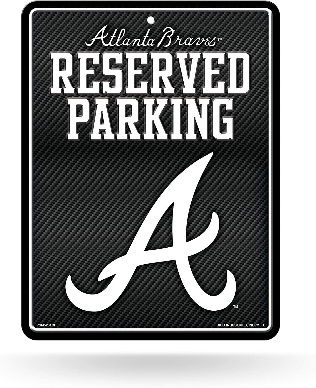 Atlanta Braves Metal Parking Novelty Wall Sign 8.5 x 11 Inch Carbon Fiber Design