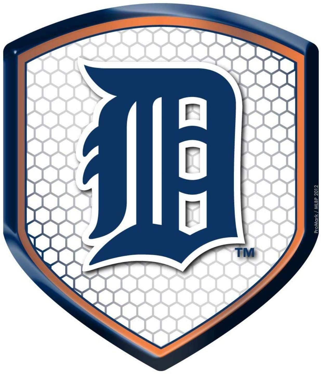 Detroit Tigers High Intensity Reflector, Shield Shape, Raised Decal Sticker, 2.5x3.5 Inch, Home or Auto, Full Adhesive Backing