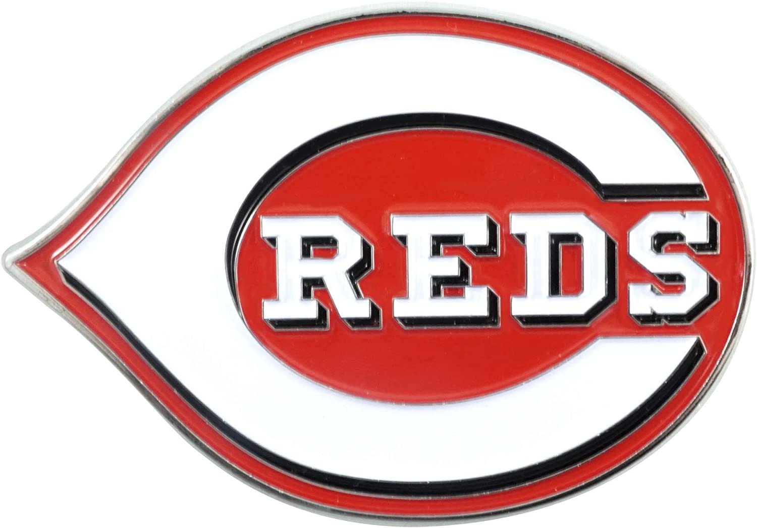 Cincinnati Reds Premium Solid Metal Raised Auto Emblem, Team Color, Shape Cut, Adhesive Backing