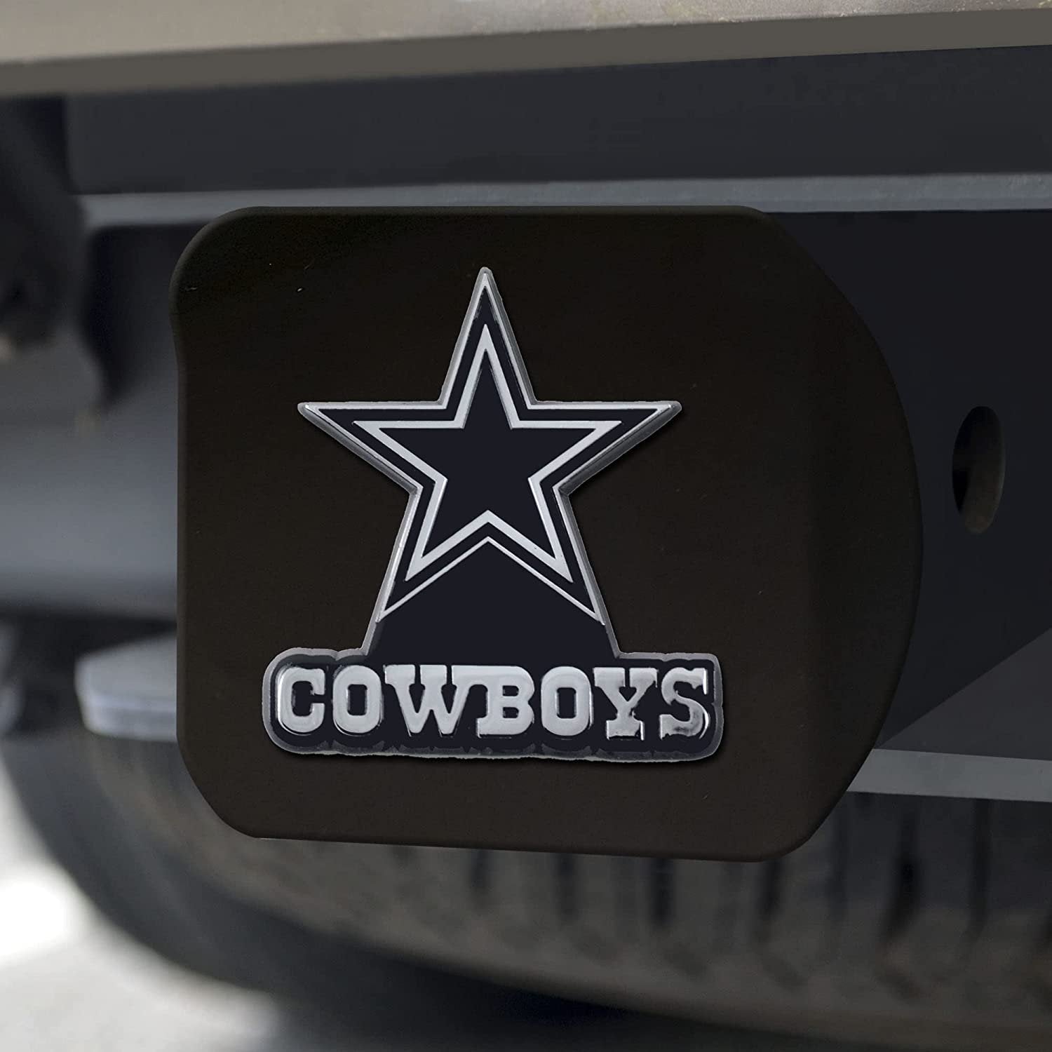 NFL Dallas Cowboys Metal Hitch Cover, Black, 2" Square Type III Hitch Cover