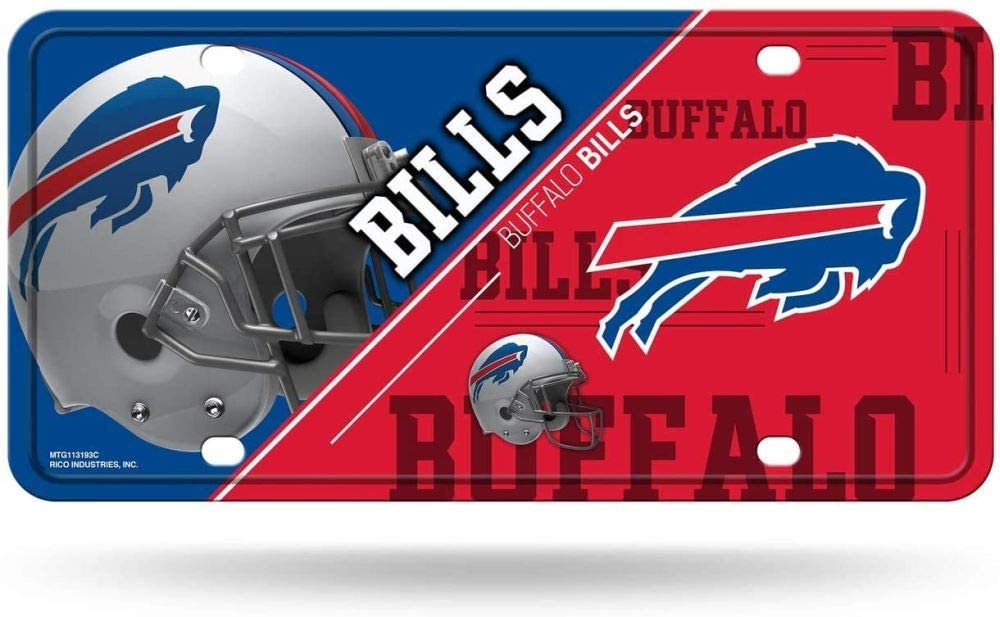 Buffalo Bills Metal Auto Tag License Plate, Split Design, 6x12 Inch