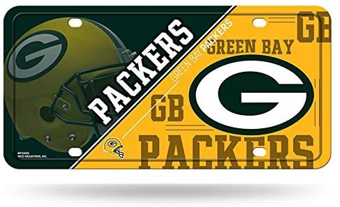 Green Bay Packers Metal Auto Tag License Plate, Split Design, 12x6 Inch