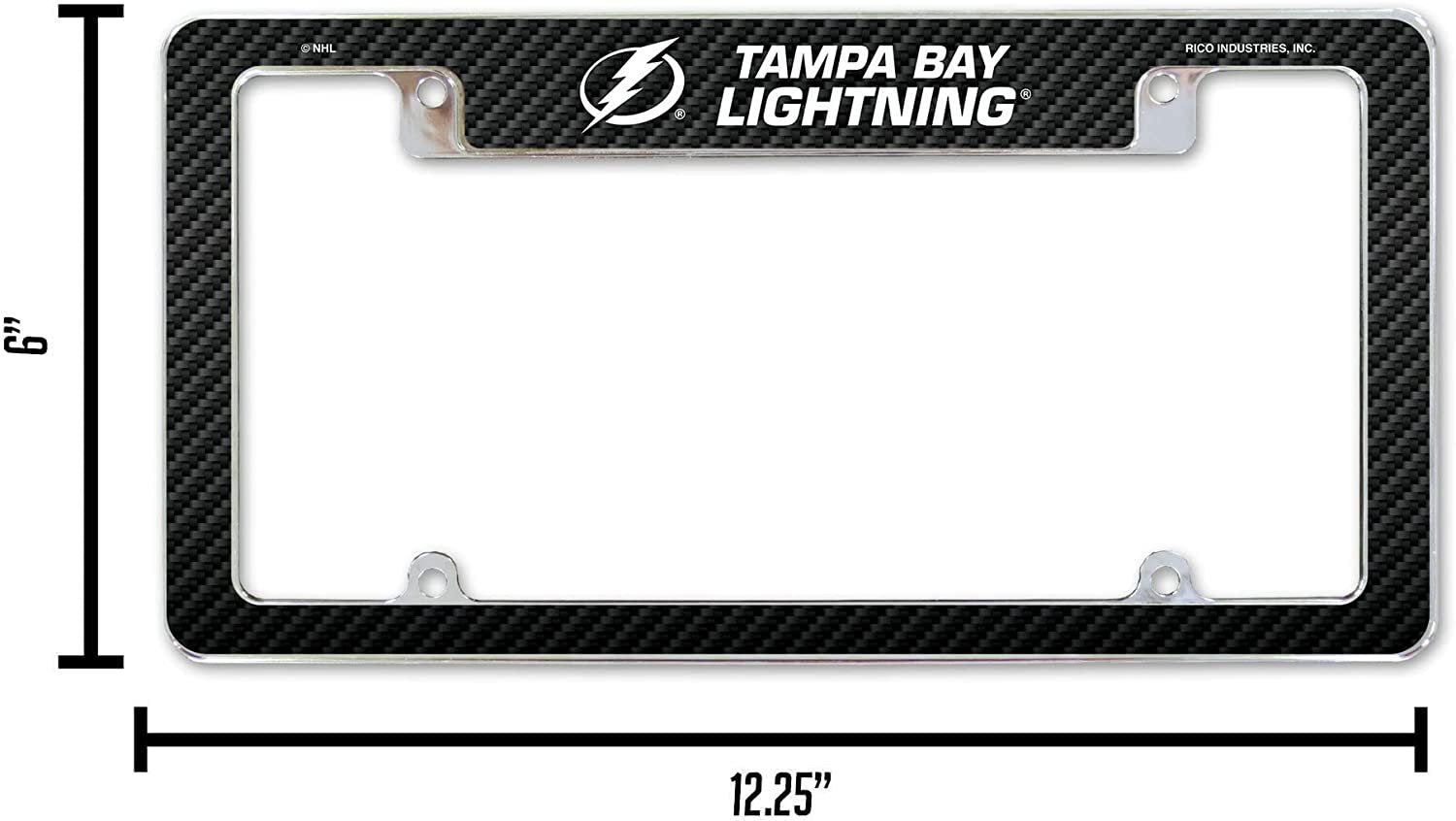 Tampa Bay Lightning Metal License Plate Frame Chrome Tag Cover Carbon Fiber Design 6x12 Inch