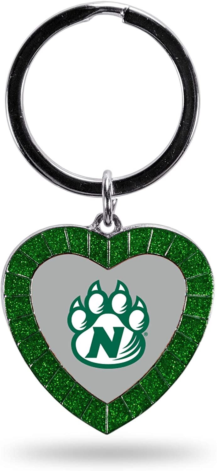 NCAA Northwest Missouri State Bearcats NCAA Rhinestone Heart Colored Keychain, Green, 3-inches in length