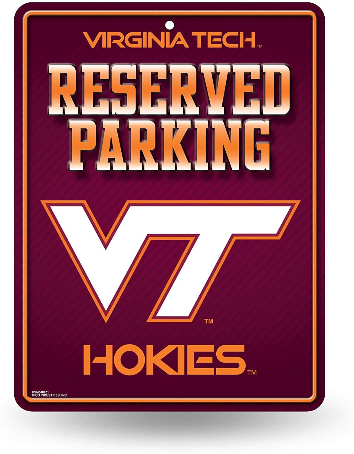 Virginia Tech Hokies 8-Inch by 11-Inch Metal Parking Sign Décor