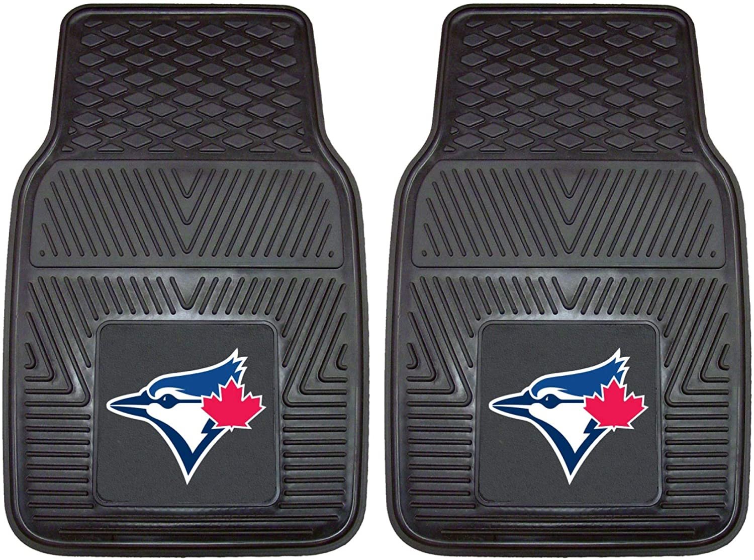 FANMATS 8853 Toronto Blue Jays 2-Piece Heavy Duty Vinyl Front Row Floor Mats All Weather Protection, Universal Fit, Deep Resevoir Design