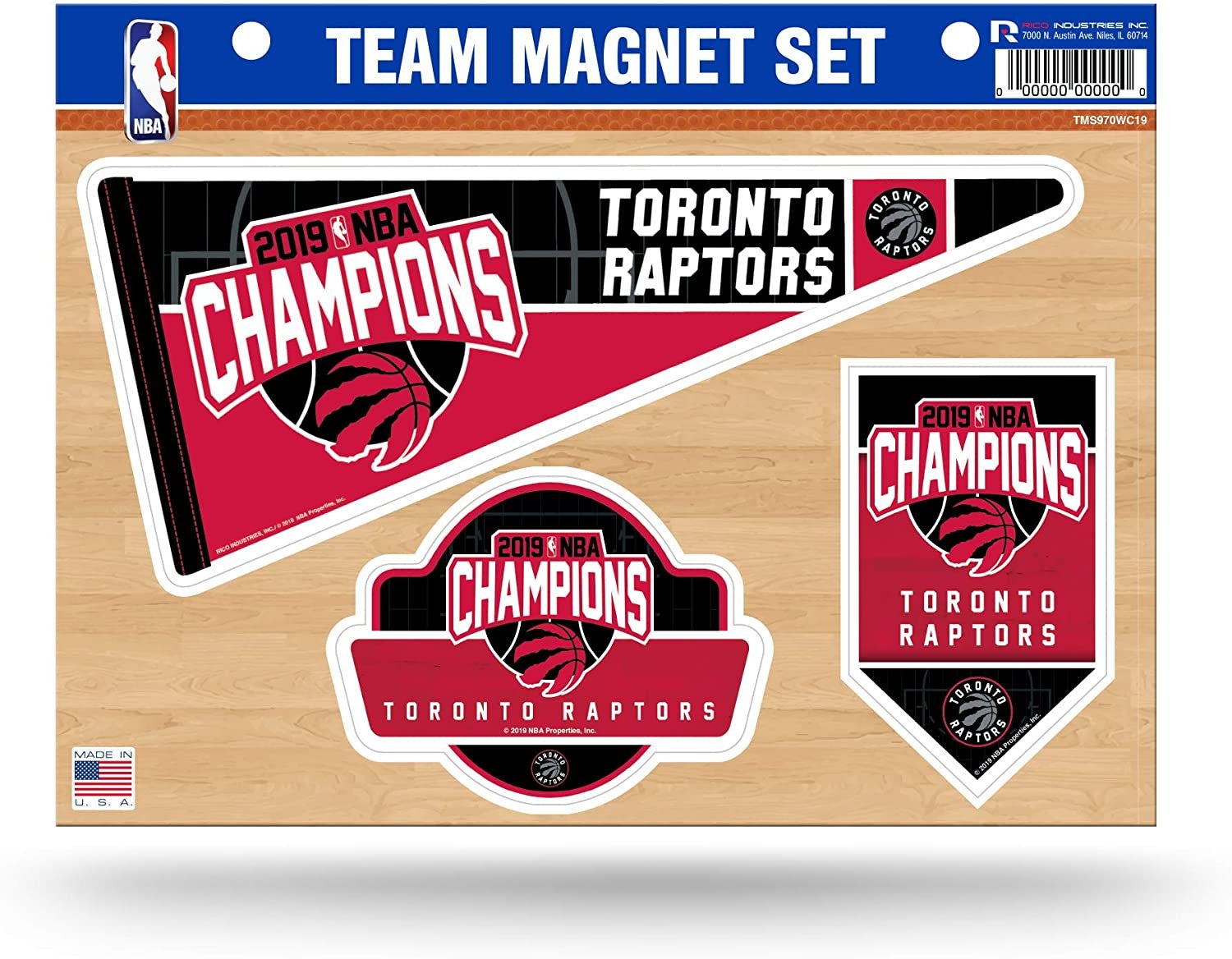 Toronto Raptors 2019 Champions Multi Magnet Sheet Shape Cut 8x11 Inch