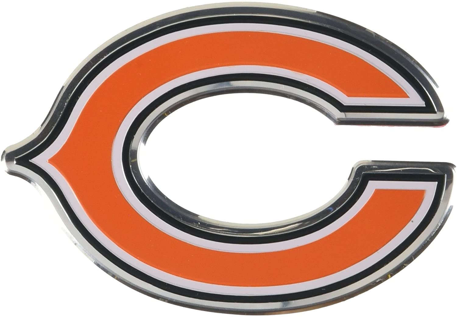 Chicago Bears Auto Emblem, Aluminum Metal, Embossed Team Color, Raised Decal Sticker, Full Adhesive Backing