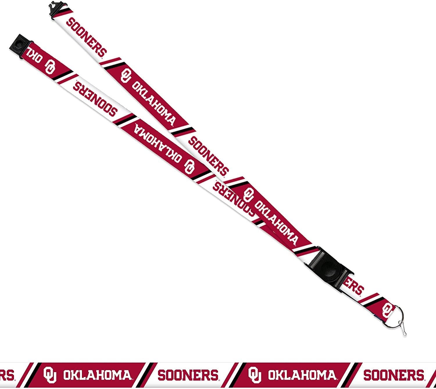 University of Oklahoma Sooners Lanyard Keychain Double Sided 18 Inch Button Clip Safety Breakaway