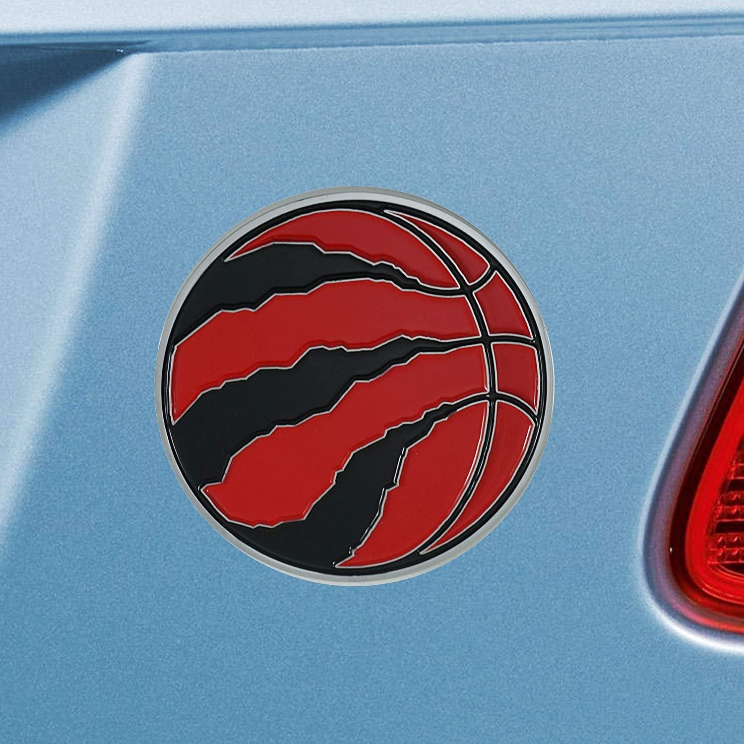 Toronto Raptors Premium Solid Metal Raised Auto Emblem, Team Color, Shape Cut, Adhesive Backing