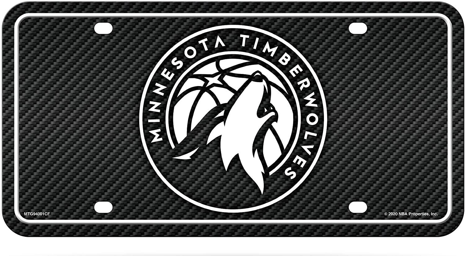 Minnesota Timberwolves Metal Auto Tag License Plate, Carbon Fiber Design, 6x12 Inch