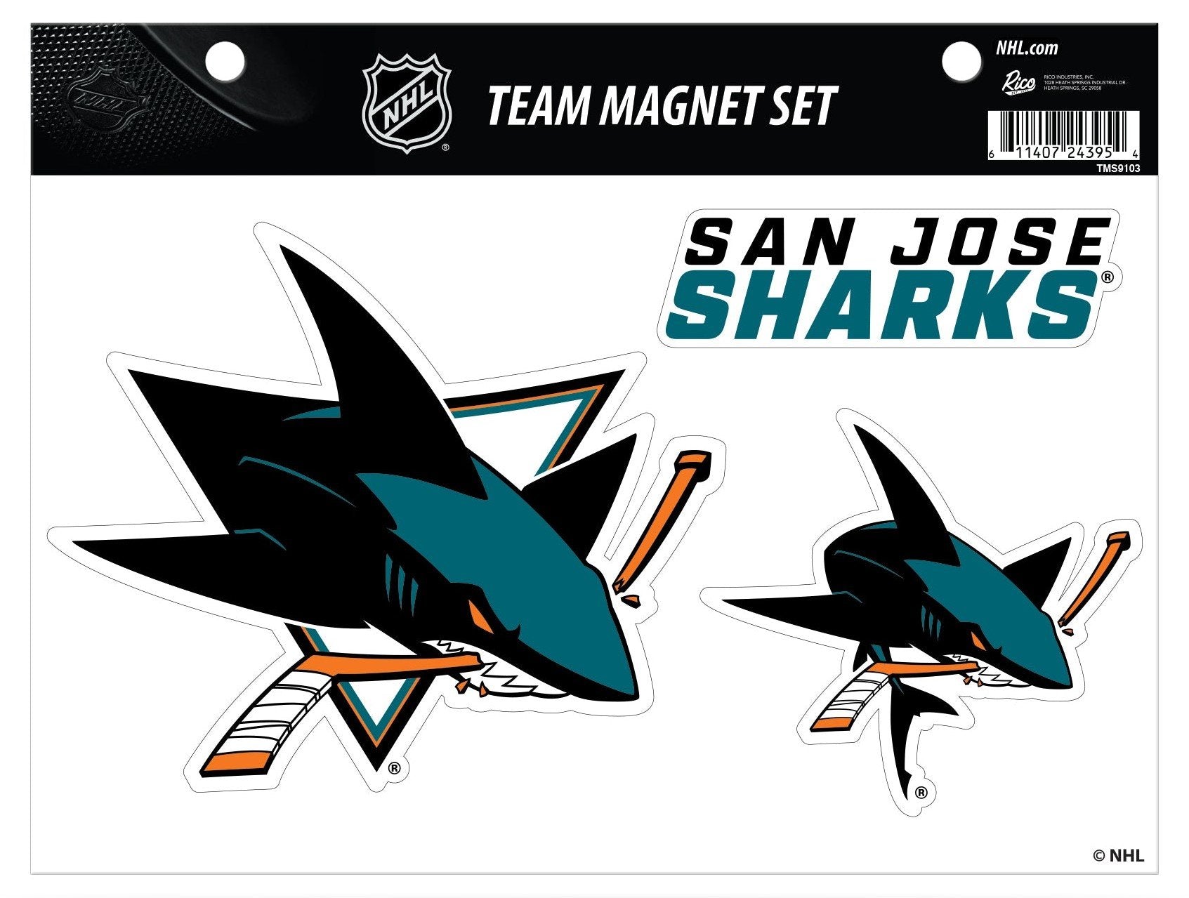 San Jose Sharks Multi Magnet Set, 8.5x11 Inch Sheet, Die Cut, Auto Home