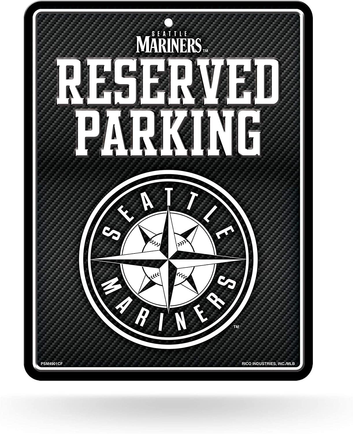 Seattle Mariners Metal Parking Novelty Wall Sign 8.5 x 11 Inch Carbon Fiber Design