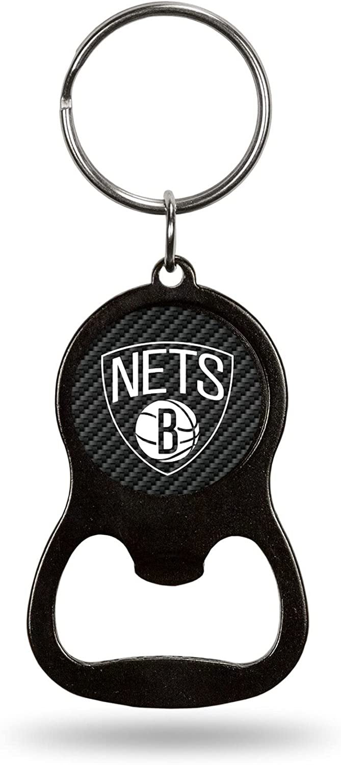 Brooklyn Nets Premium Solid Metal Keychain Bottle Opener, Carbon Fiber Design
