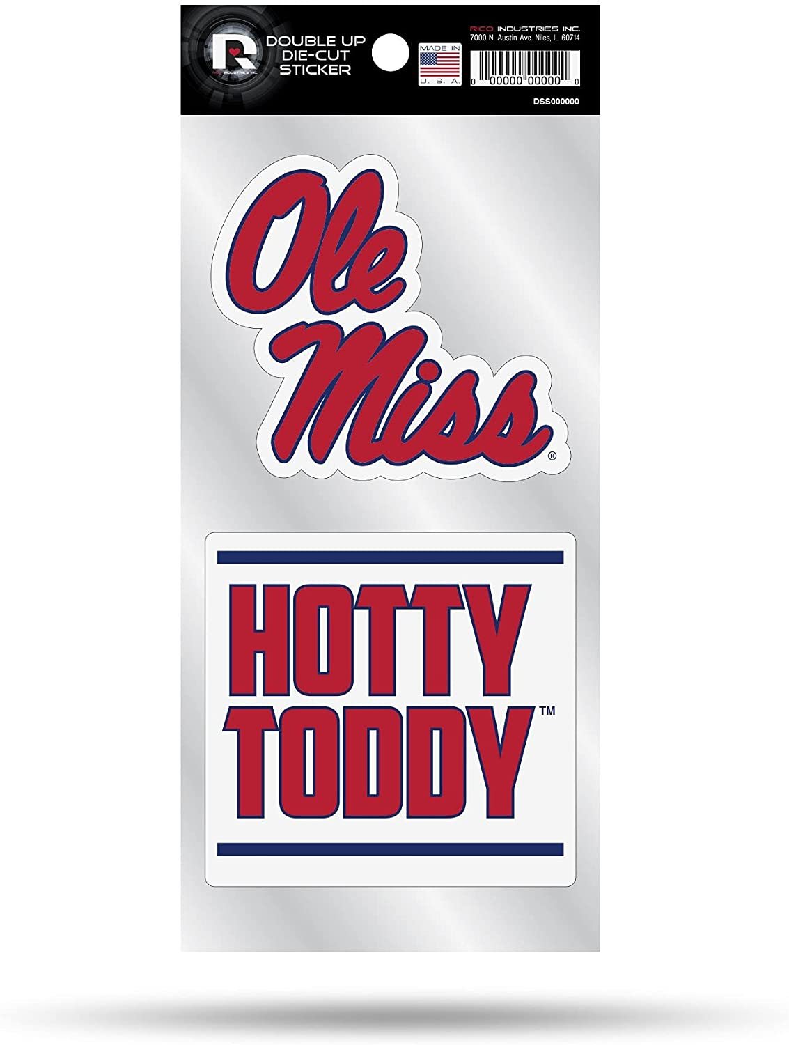 University of Mississippi Rebels Ole Miss 2-Piece Double Up Die Cut Sticker Decal Sheet, 4x8 Inch
