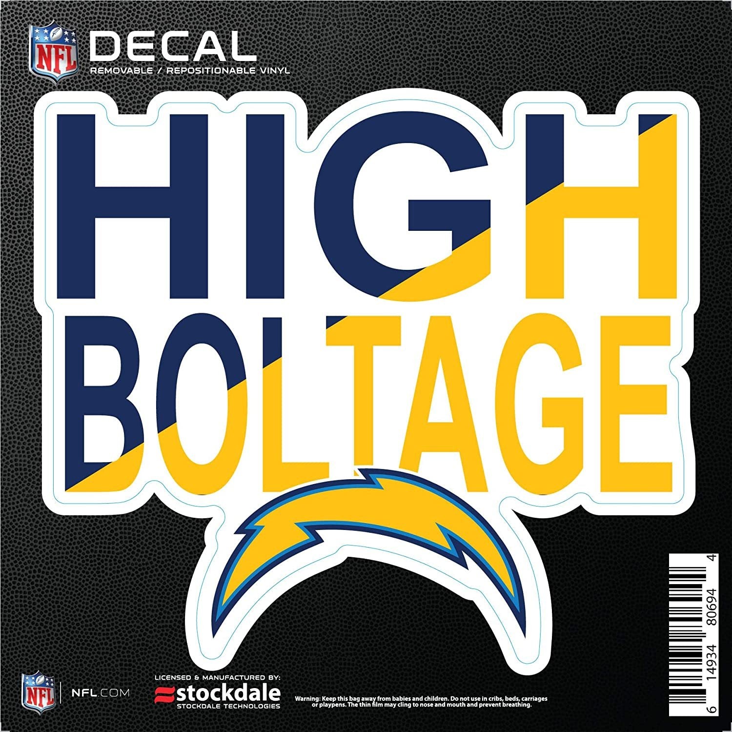 Los Angeles Chargers 6 Inch Decal Sticker, Flat Vinyl, Die Cut, Slogan Design, Full Adhesive Backing