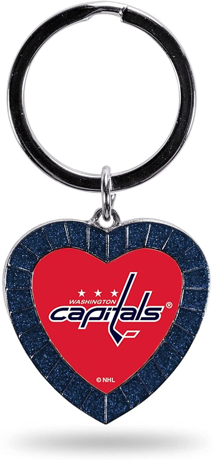Washington Capitals Keychain Rhinestone Heart Decal Emblem Team Color Hockey