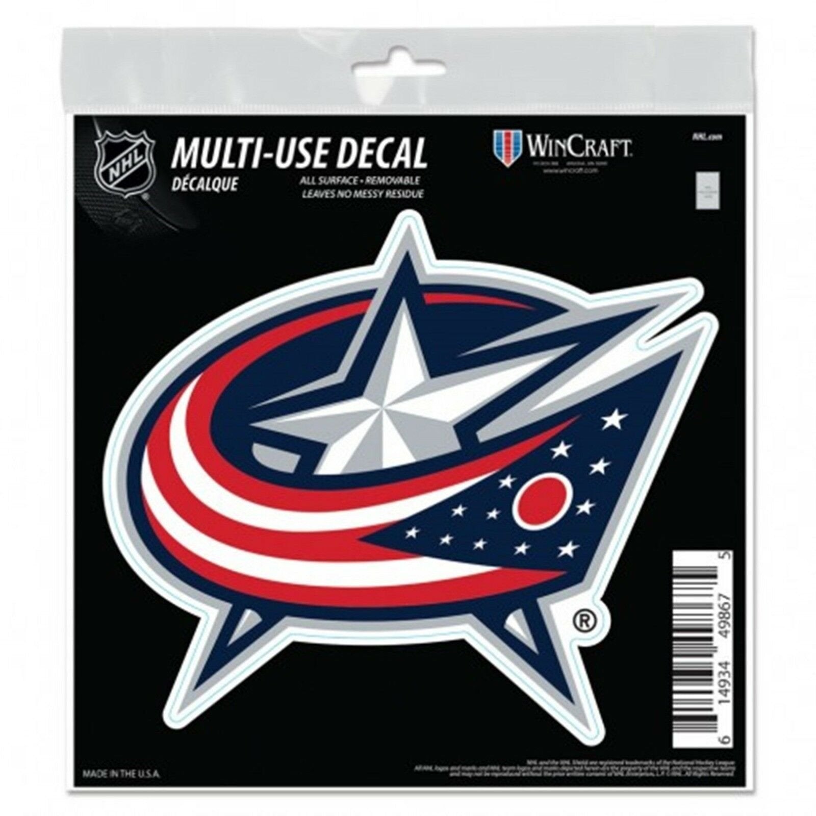 Columbus Blue Jackets 6 Inch Decal Sticker, Flat Vinyl, Die Cut, Primary Design, Full Adhesive Backing
