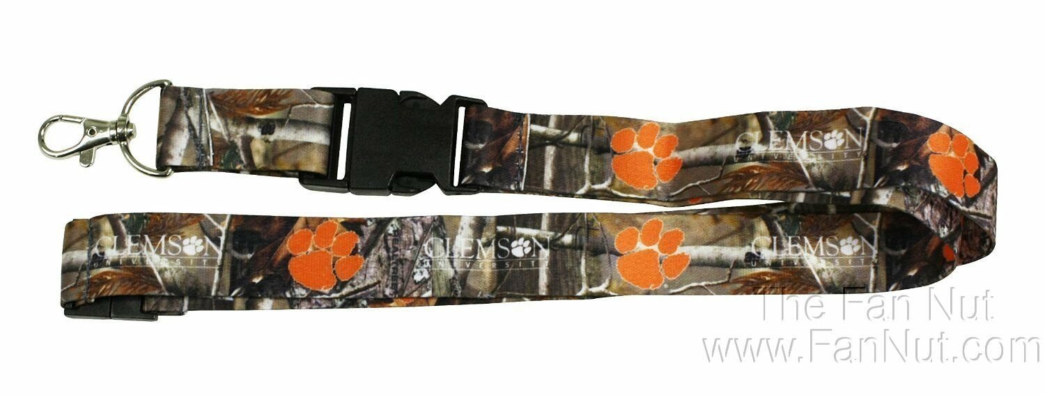 Clemson University Tigers Camo Lanyard Keychain Double Sided Breakaway Safety Design Adult 18 Inch