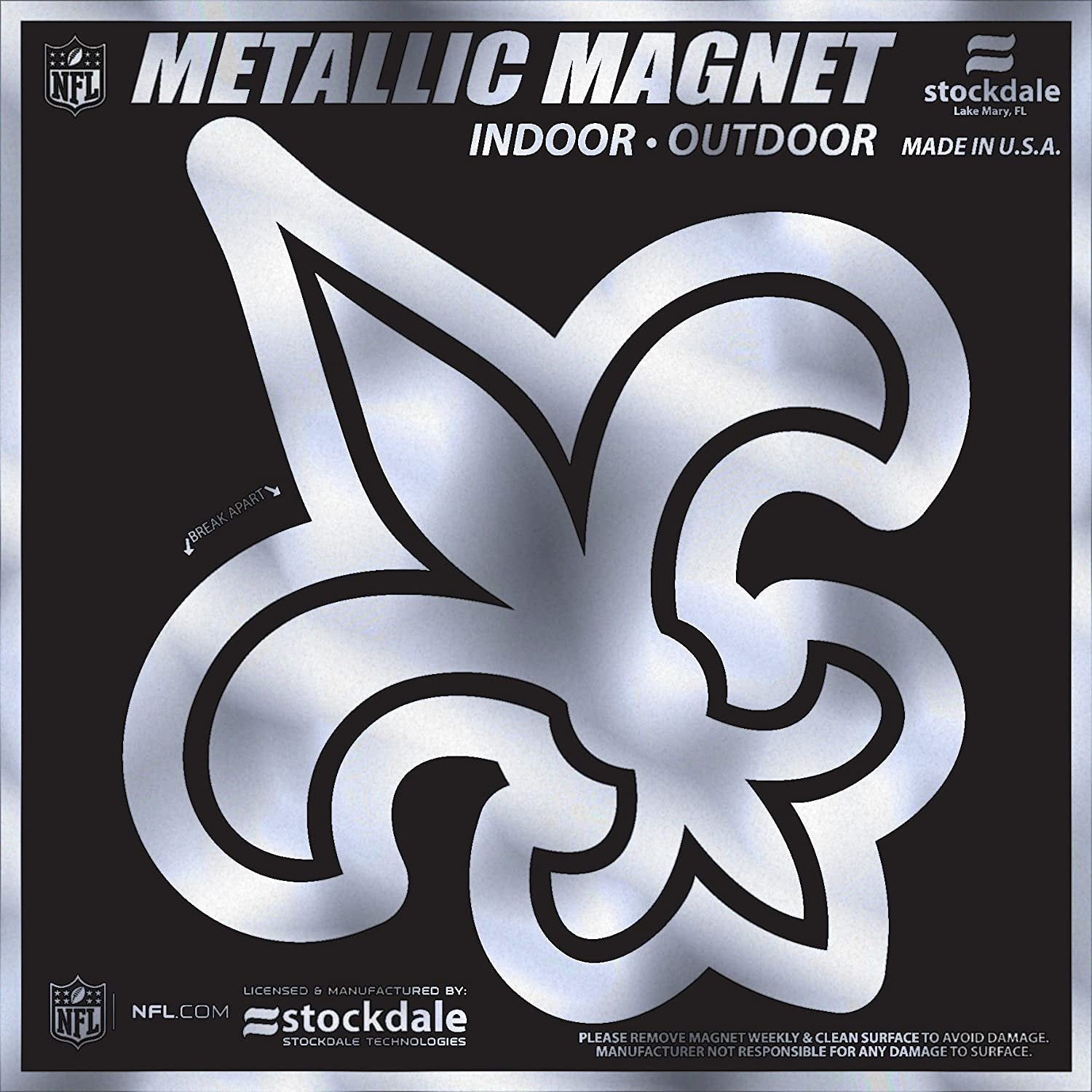 New Orleans Saints 12 Inch Magnet, Metallic Chrome Shimmer Design, Auto Home, Heavy Duty