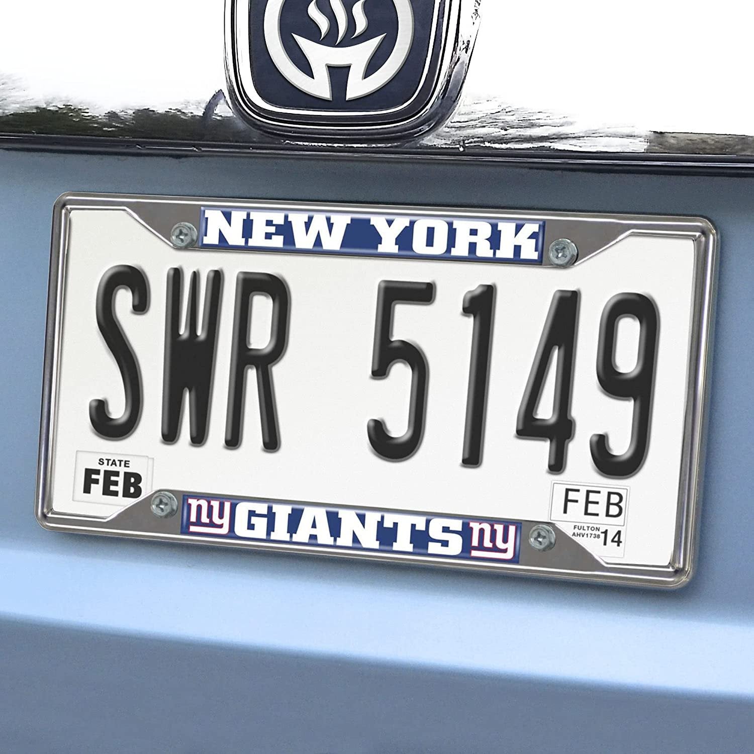 New York Giants Metal License Plate Frame Chrome Tag Cover 6x12 Inch