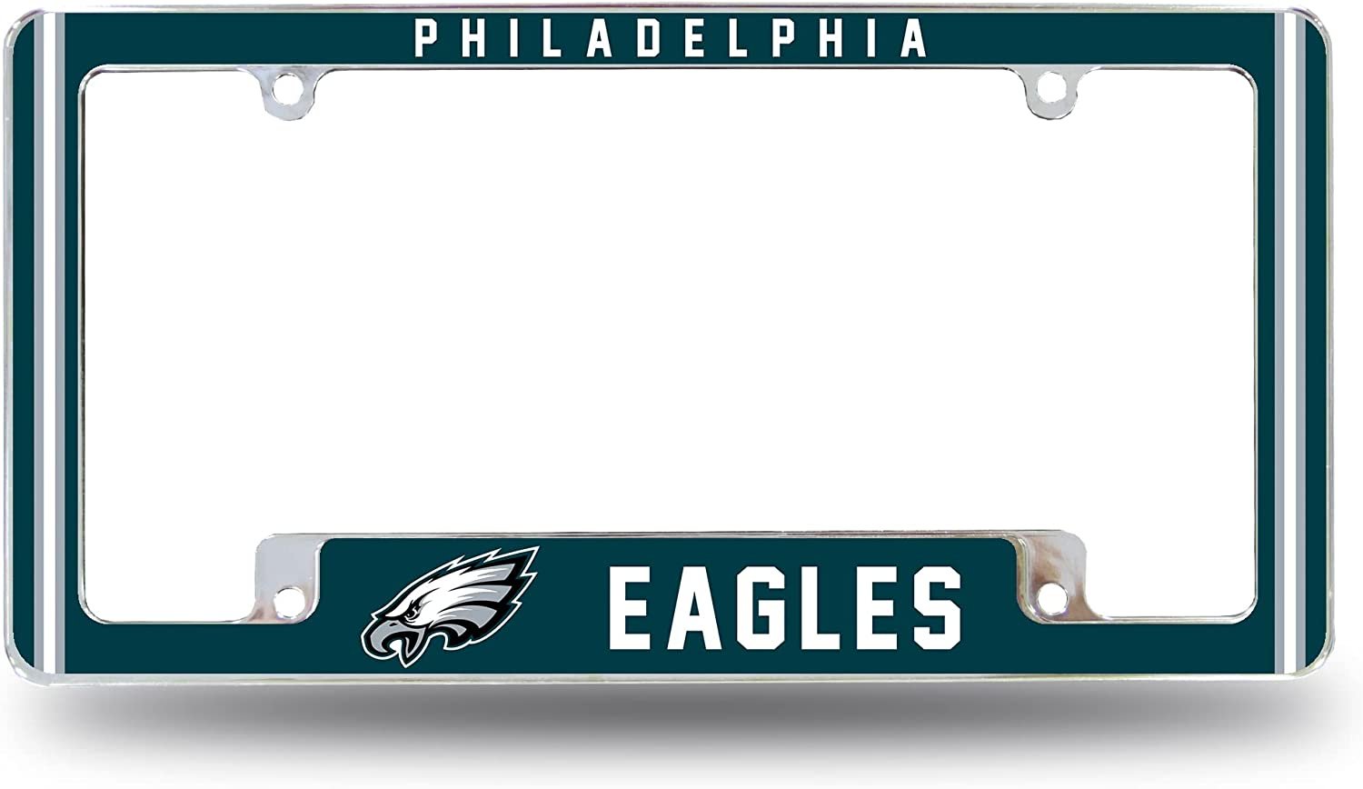 Philadelphia Eagles Metal License Plate Frame Chrome Tag Cover Alternate Design 6x12 Inch