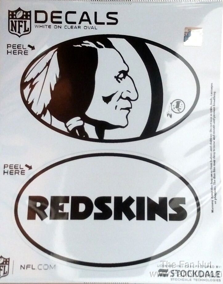 Washington Redskins 2-Piece White and Clear Euro Decal Sticker Set, 4x2.5 Inch Each, Commanders