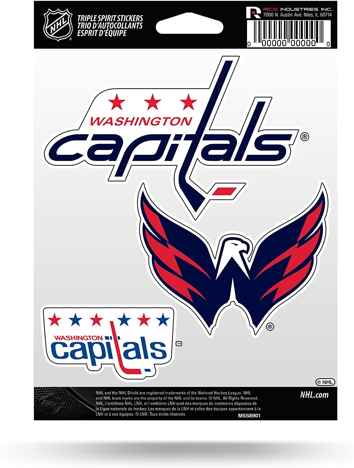 Washington Capitals Triple Sticker Decal Sheet 3-Piece 5x7 Inch