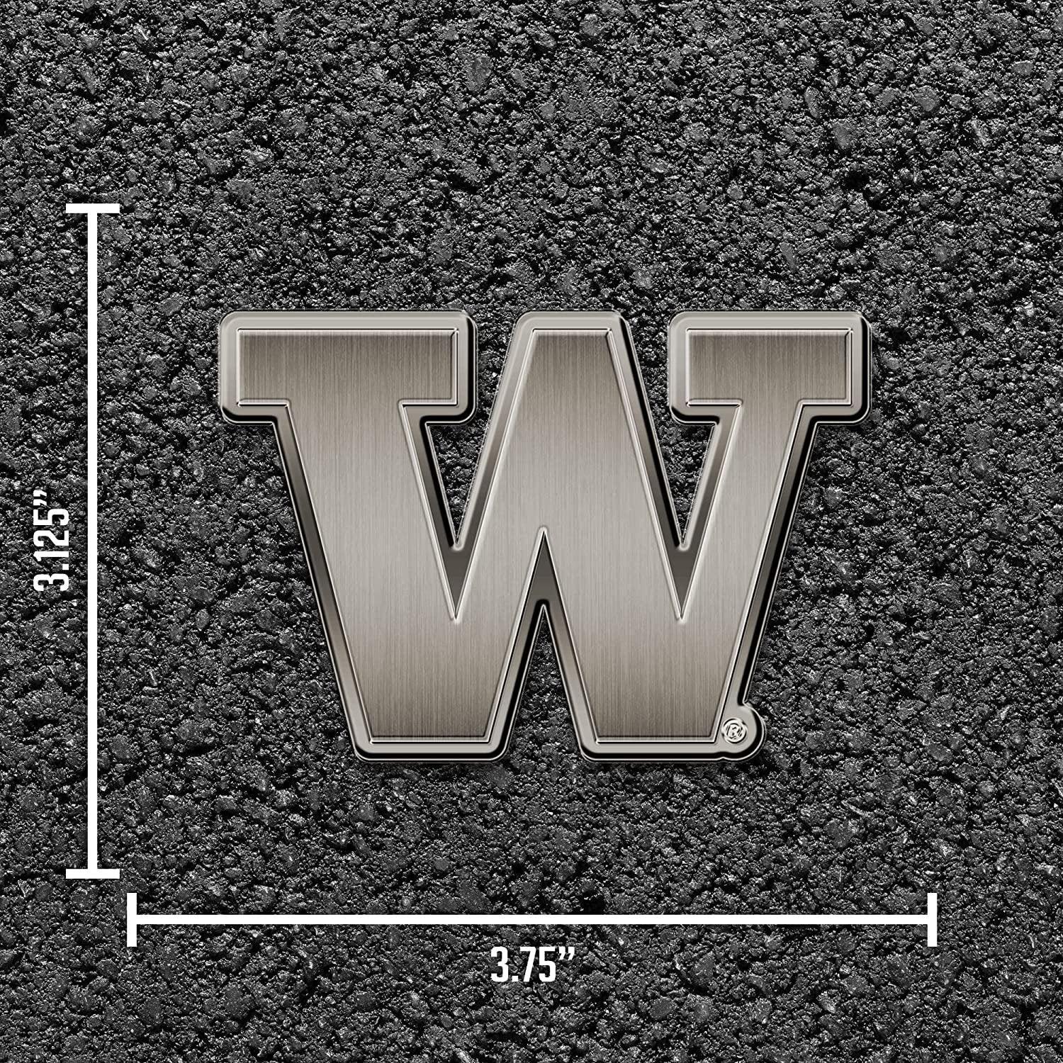 University of Washington Huskies Solid Metal Auto Emblem Antique Nickel for Car/Truck/SUV