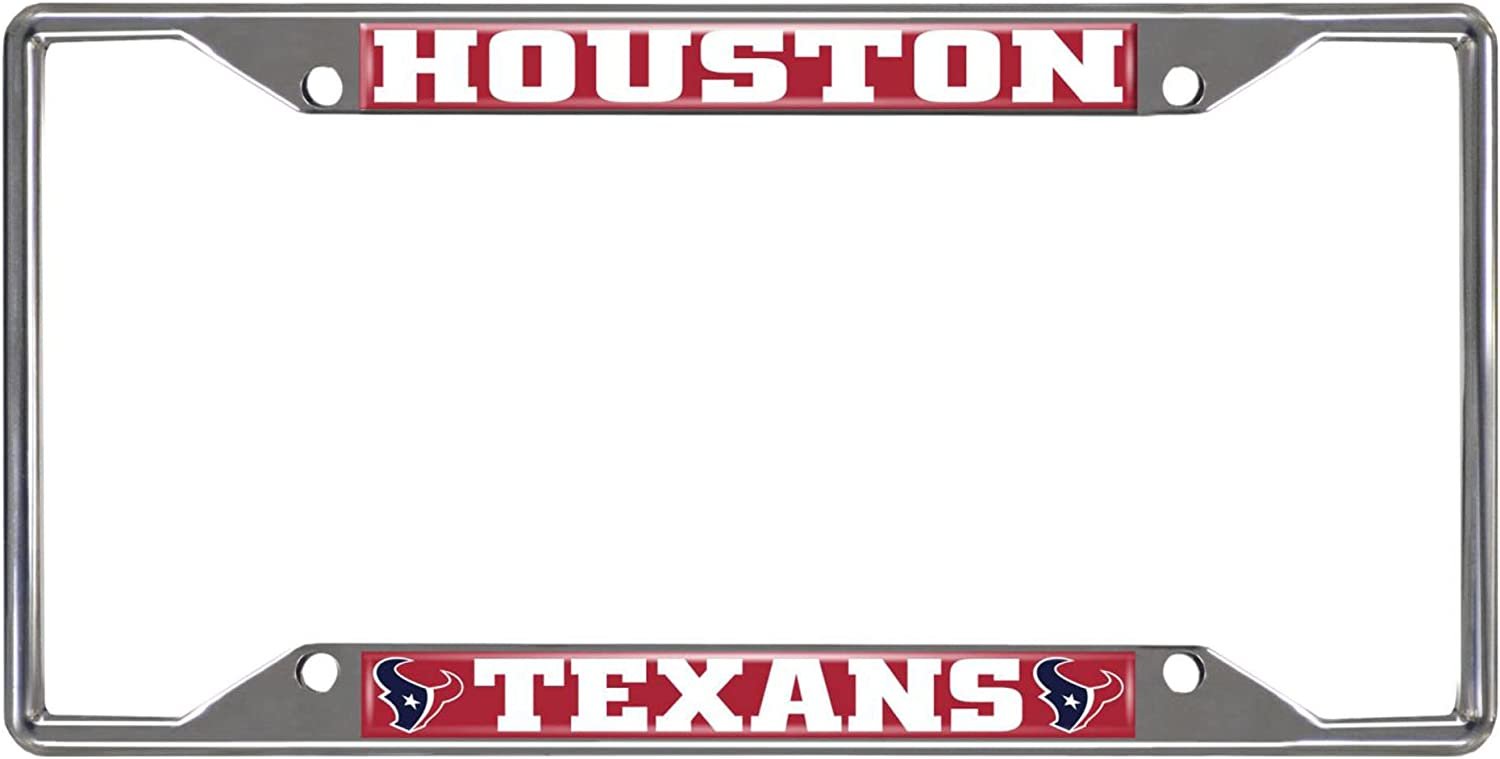 Houston Texans Metal License Plate Frame Chrome Tag Cover 6x12 Inch