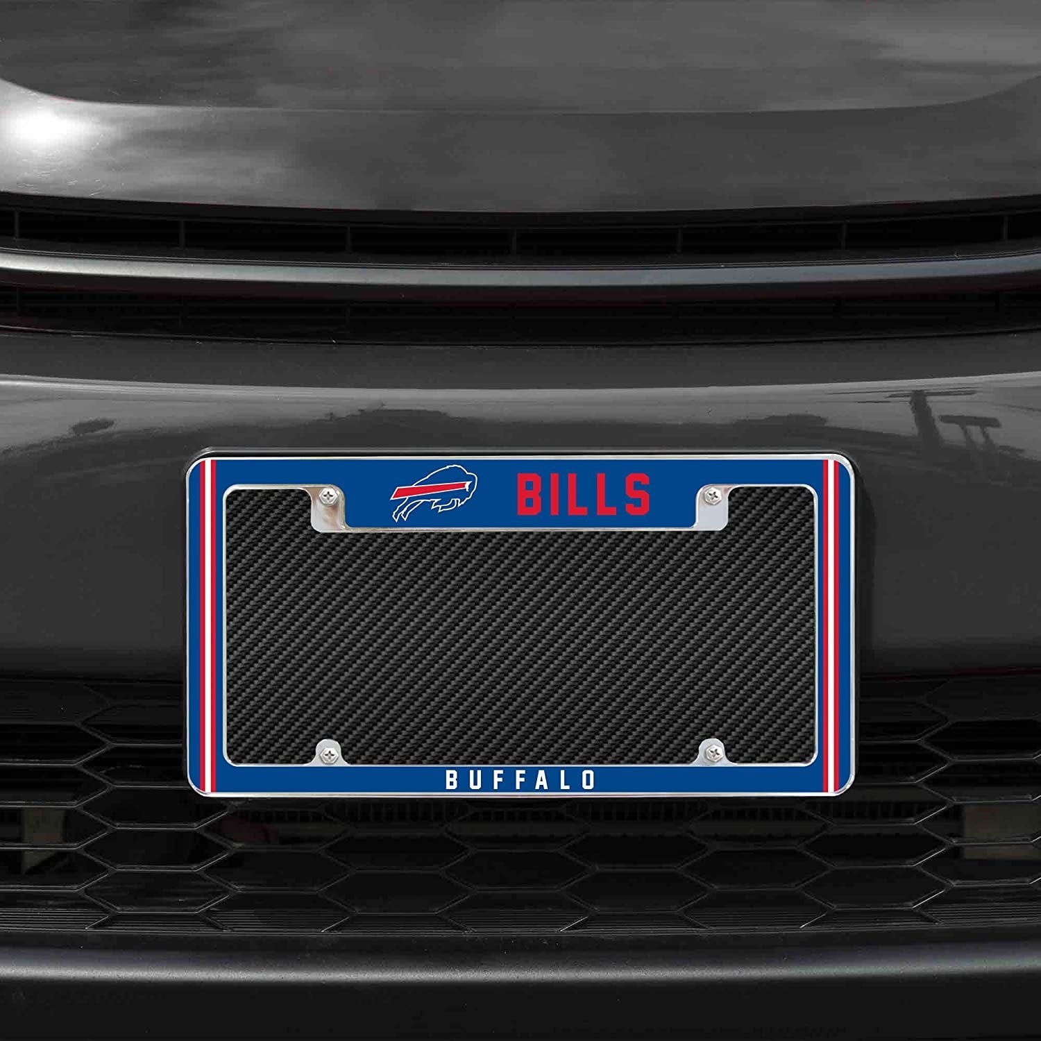 Buffalo Bills Metal License Plate Frame Chrome Tag Cover Alternate Design 6x12 Inch