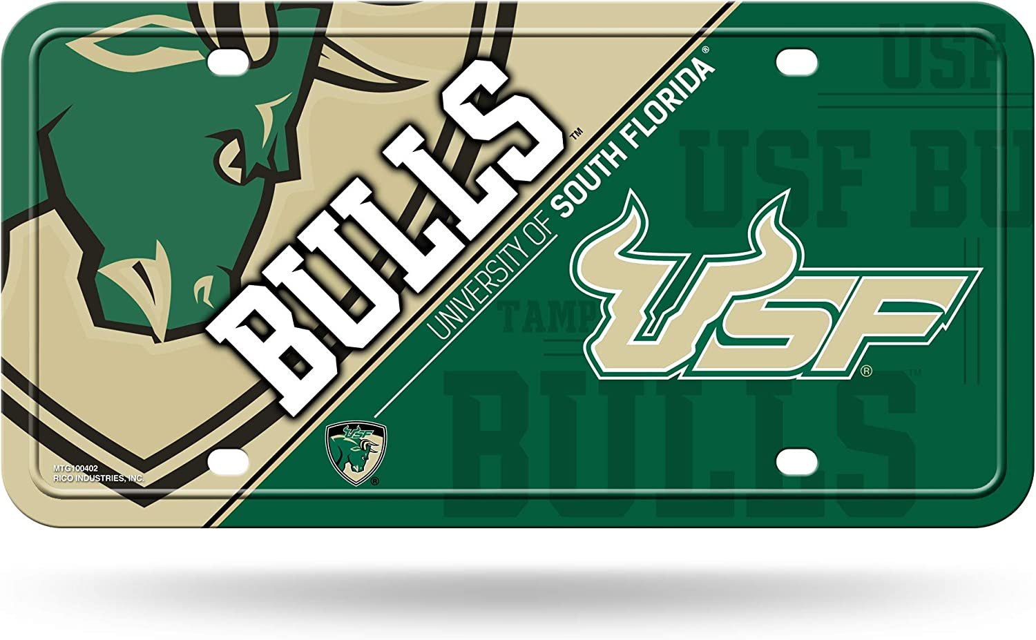 University of South Florida Bulls USF Metal License Plate Tag 12x6 Inch Split Design