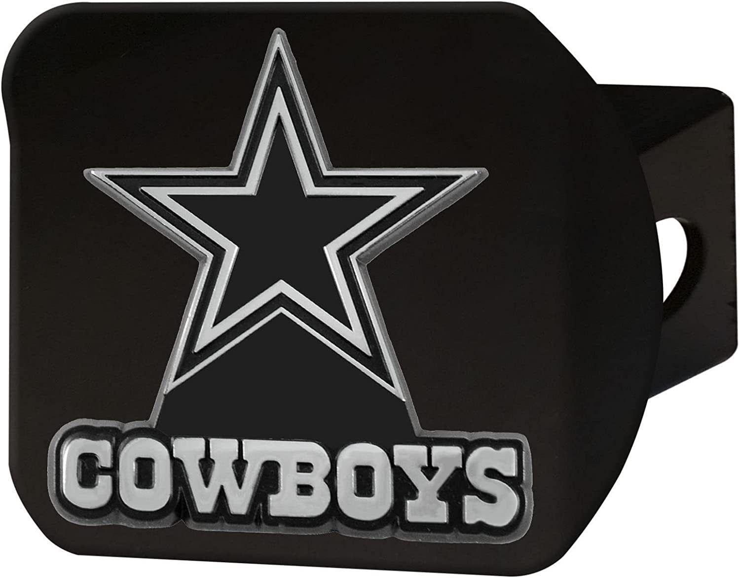 NFL Dallas Cowboys Metal Hitch Cover, Black, 2" Square Type III Hitch Cover