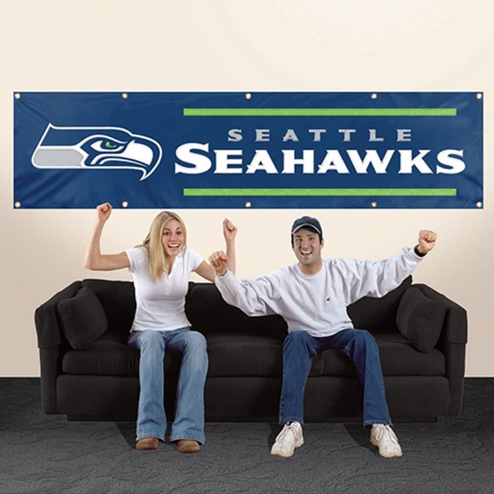 Seattle Seahawks Huge 8x2 Feet Premium Emboridered Banner Flag Metal Grommets