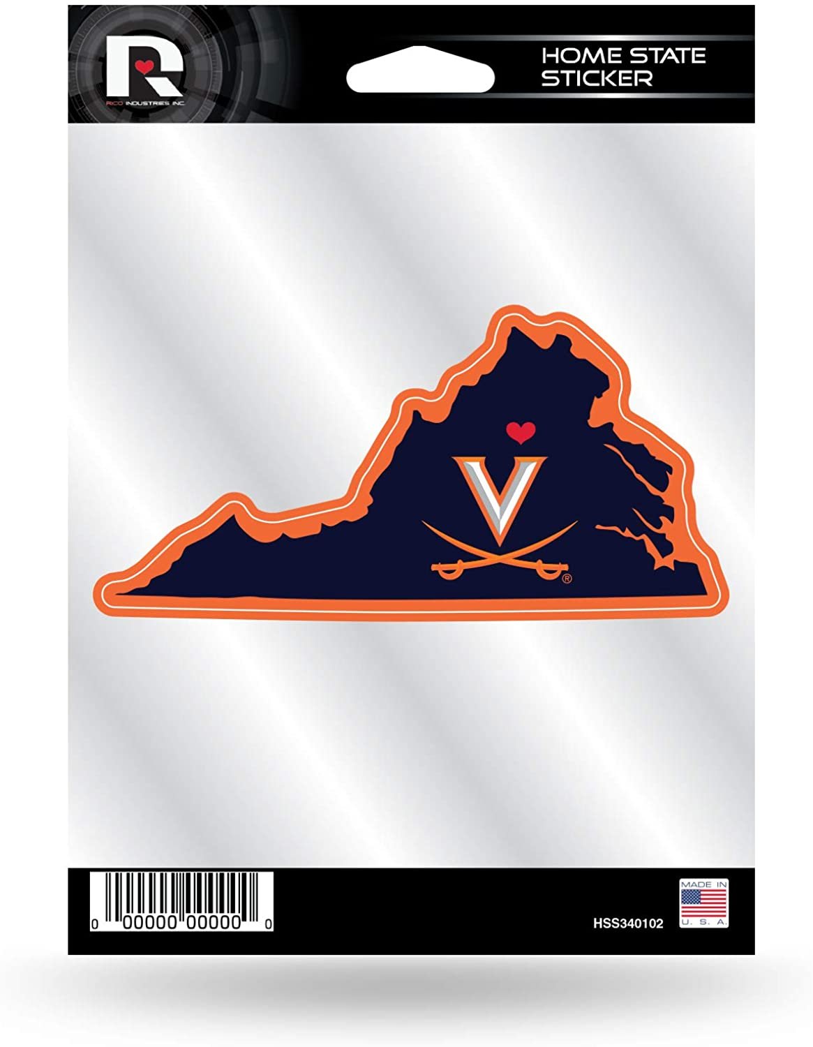 University of Virginia Cavaliers Home State Sticker Decal Flat Vinyl 5 Inch
