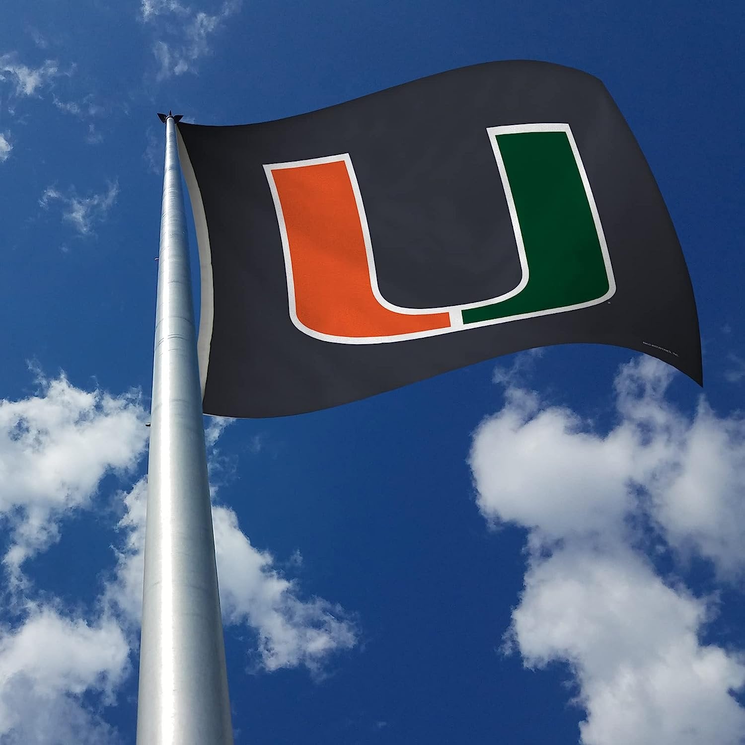 University of Miami Hurricanes Flag Banner 3x5 Feet Metal Grommets Grey Design