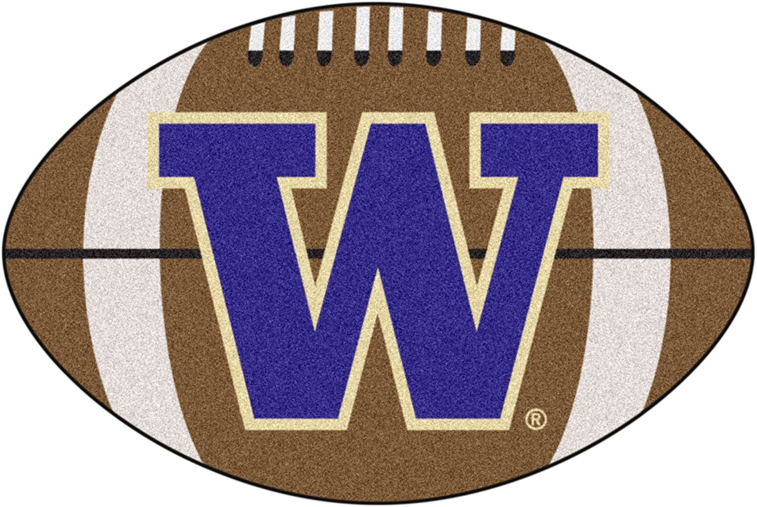 University of Washington Huskies Floor Mat Area Rug, 20x32 Inch, Non-Skid Backing, Football Design