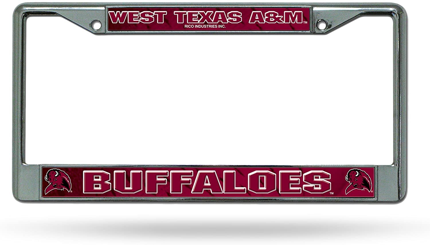 West Texas A&M University Buffaloes Premium Metal License Plate Frame Chrome Tag Cover, 12x6 Inch