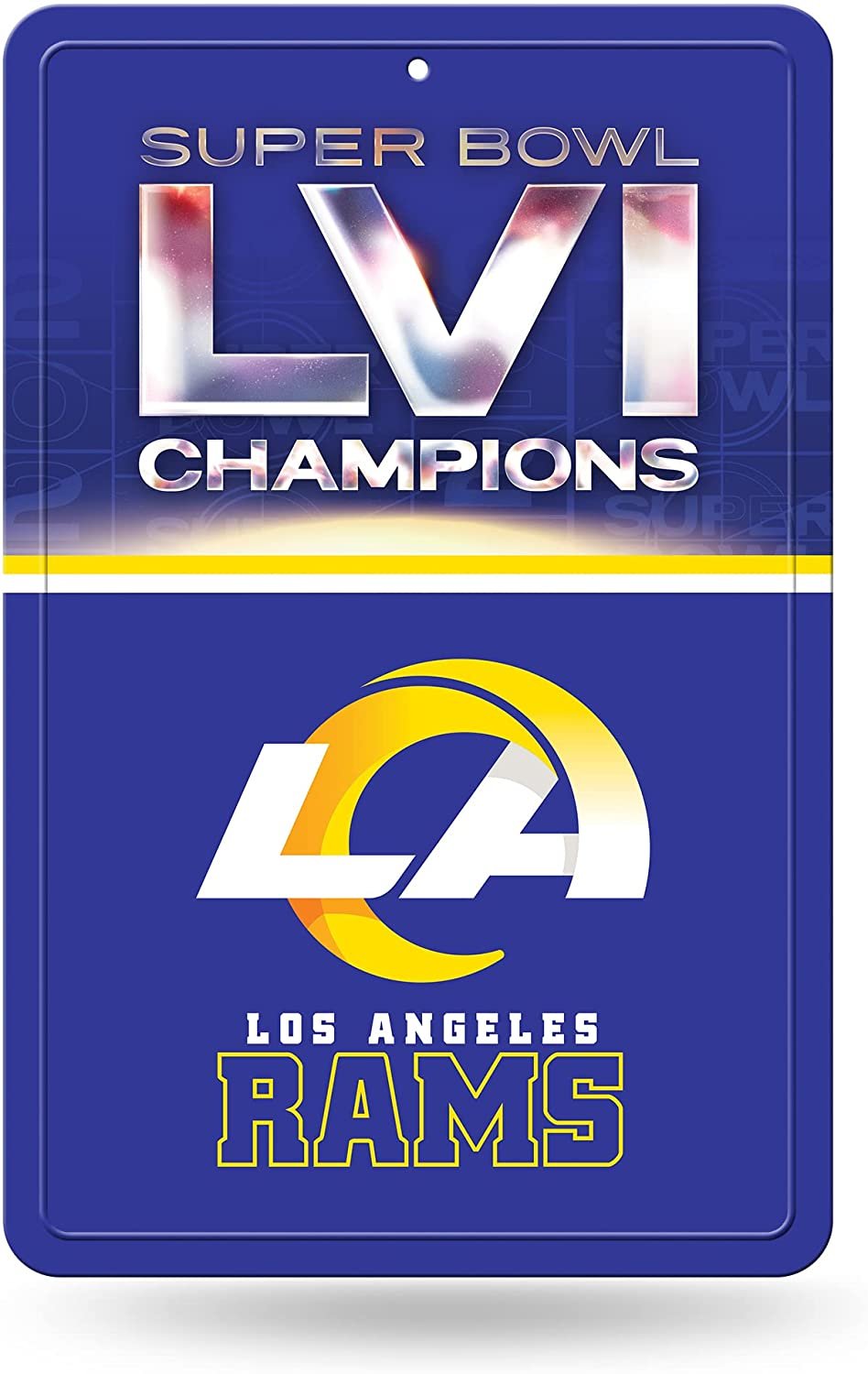 Los Angeles Rams 2022 Super Bowl LVI Champions Large Metal Sign, 11x17 Inch, Home or Office