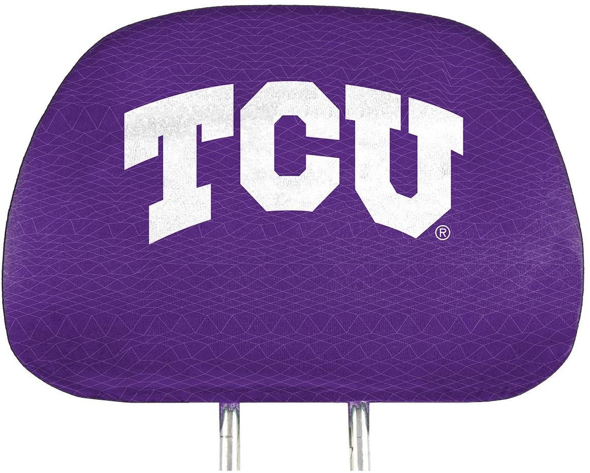 Texas Christian University TCU Horned Frogs Premium Pair of Auto Head Rest Covers, Full Color Printed, Elastic, 10x14 Inch