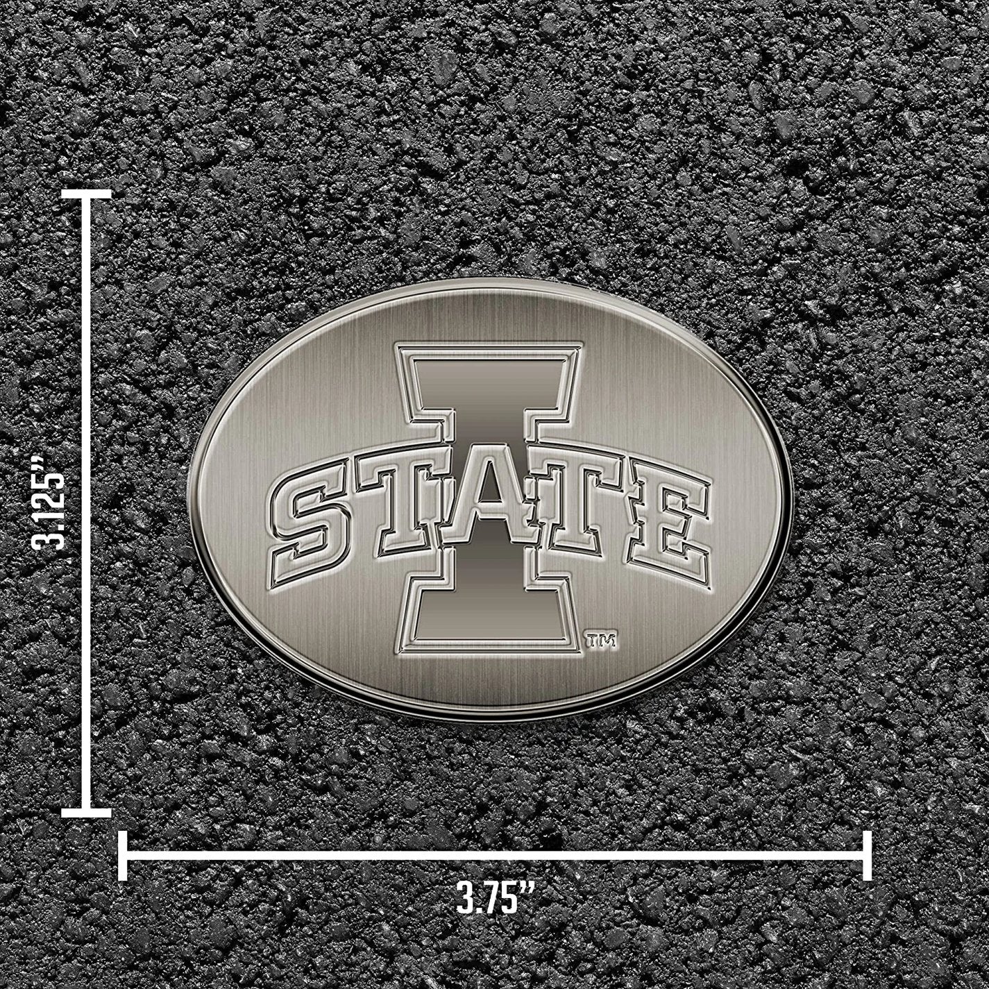 University of Iowa Hawkeyes Premium Solid Metal Raised Auto Emblem, Antique Nickel Finish, Shape Cut, Adhesive Backing